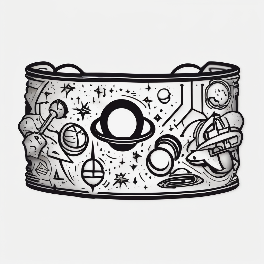 A bracelet tattoo with astronomy theme english dragon tattoo, AI-generated Cartoon tattoo design